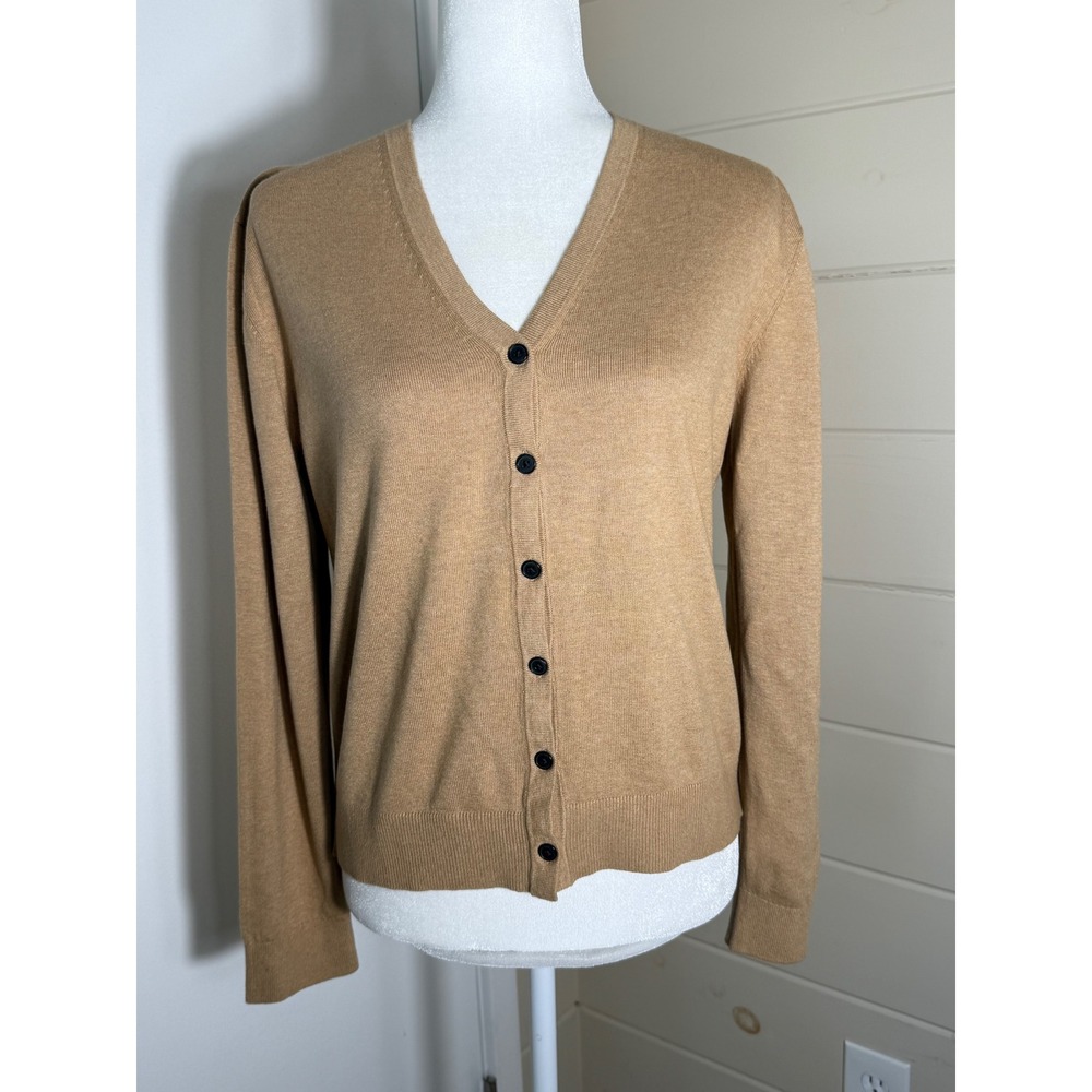 Banana Republic Forever Sweater V-Neck Cardigan Caramel Brown Knit XS Classic